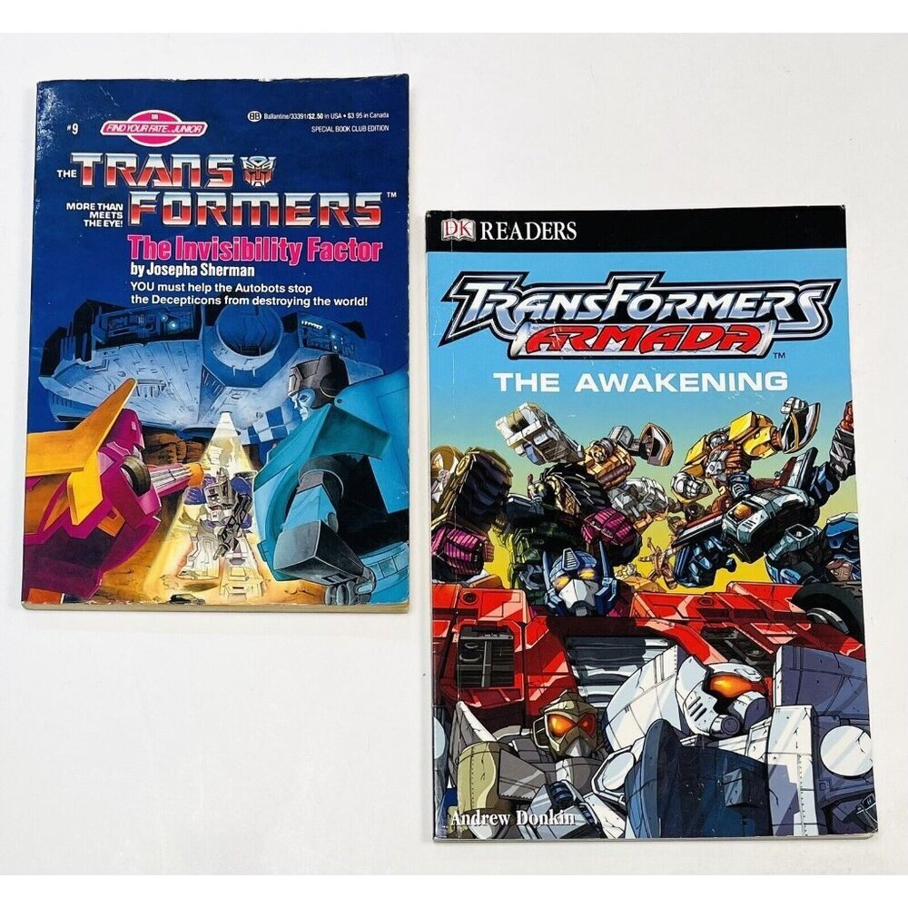 VTG Transformers PB BOOKS 1986 The Invisibility Factor #9 & 2003 The Awakening